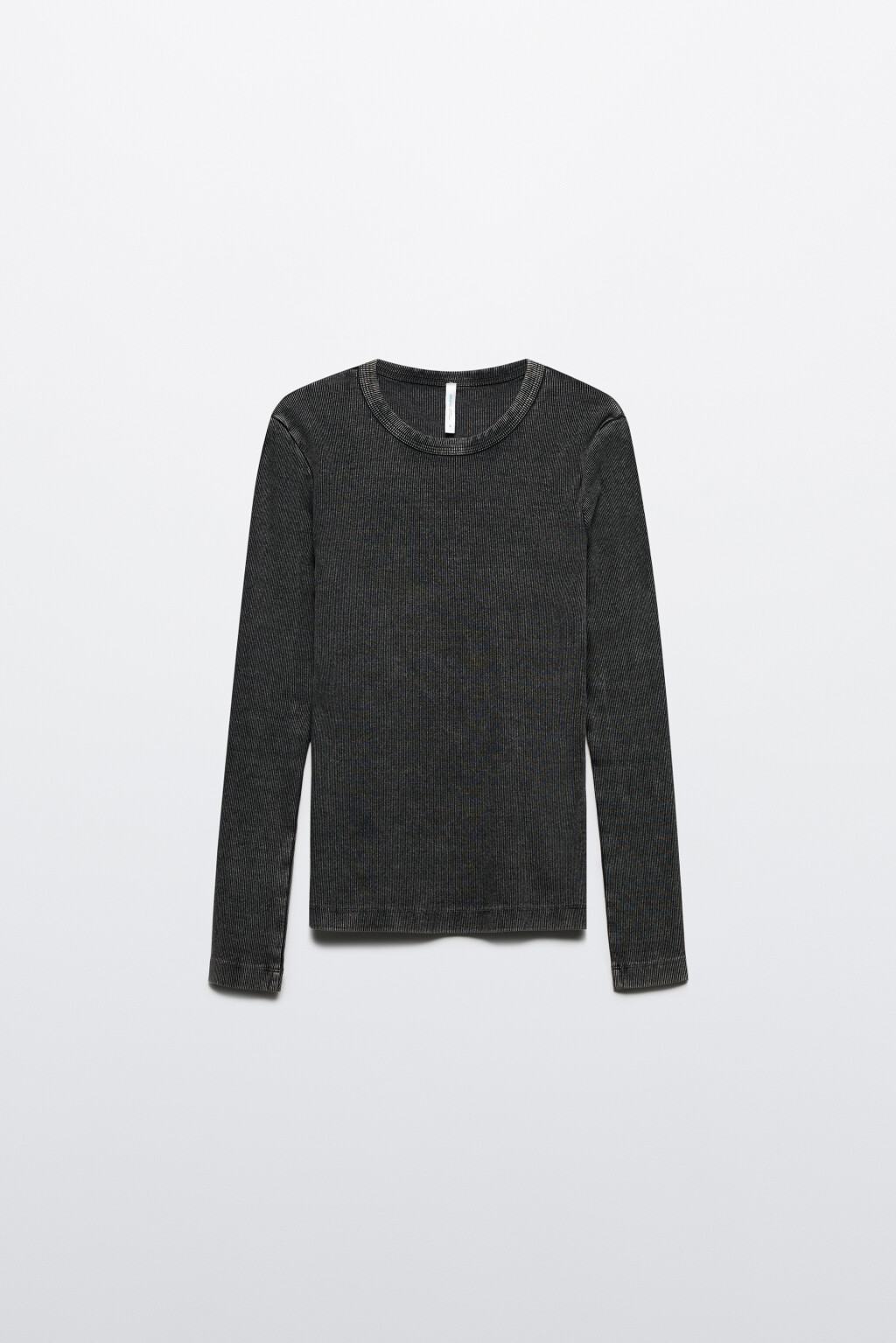 Лонгслив облегающий в рубчик с вареным эффектом - цвет серый - 8
