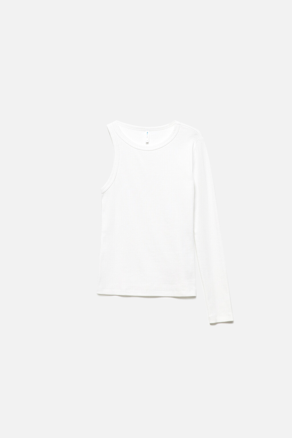 Лонгслив в рубчик с одним рукавом - цвет белый - 8