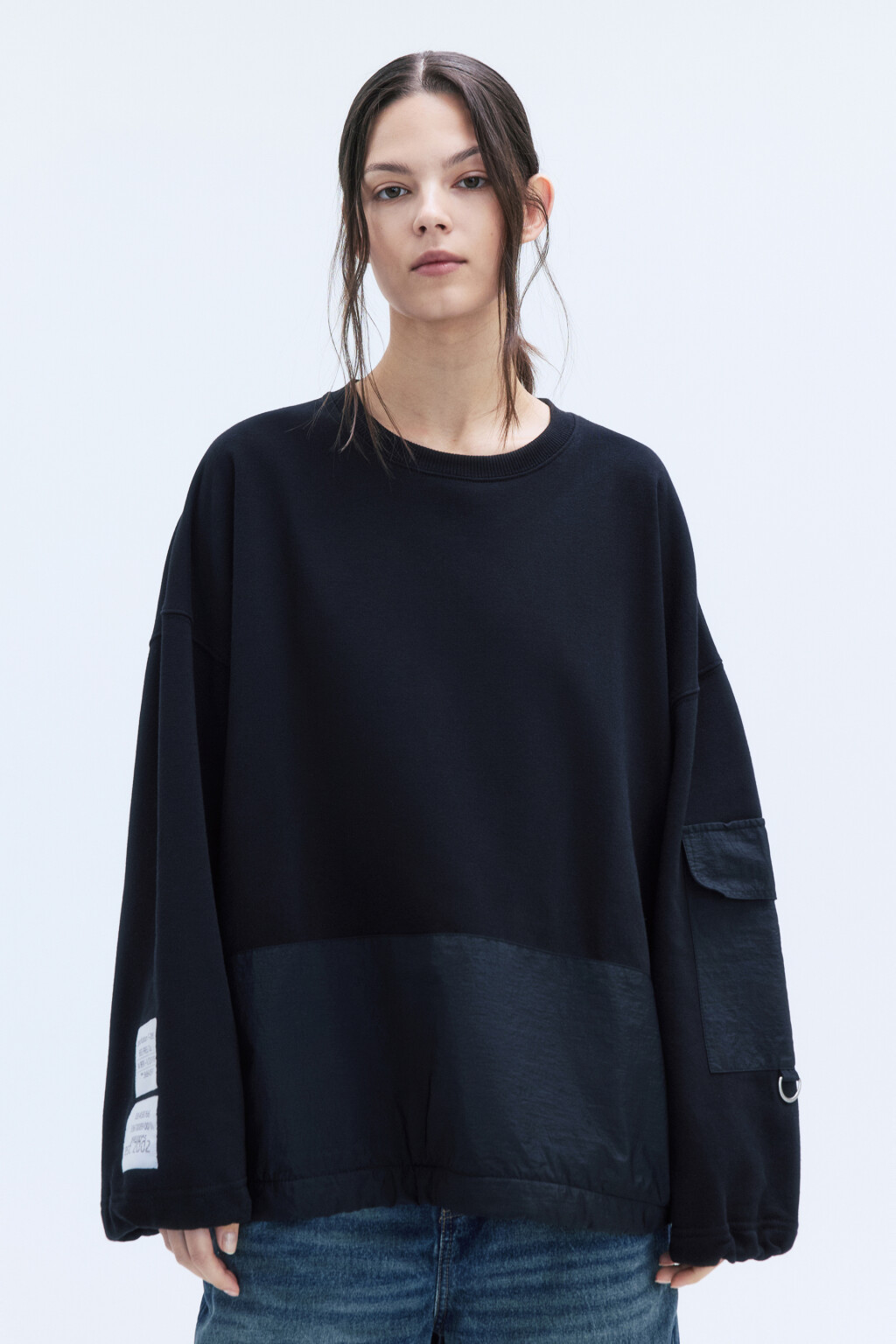 Свитшот из футера с нейлоновыми вставками - цвет черный - 3