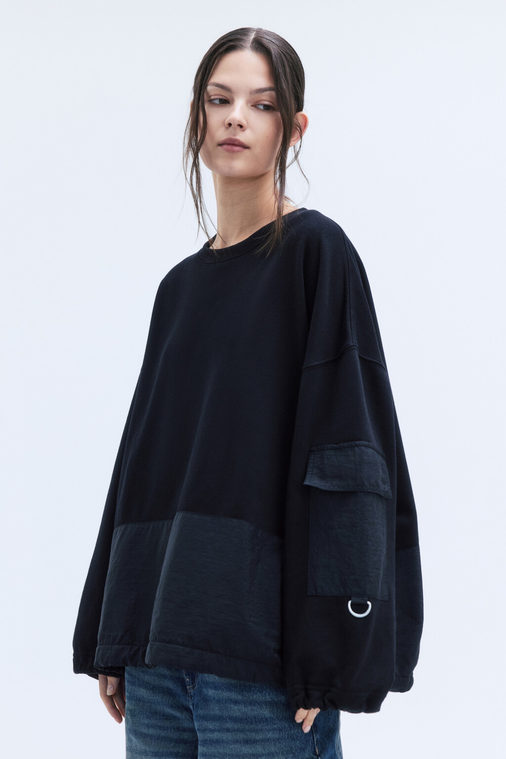 Свитшот из футера с нейлоновыми вставками - цвет черный - 4