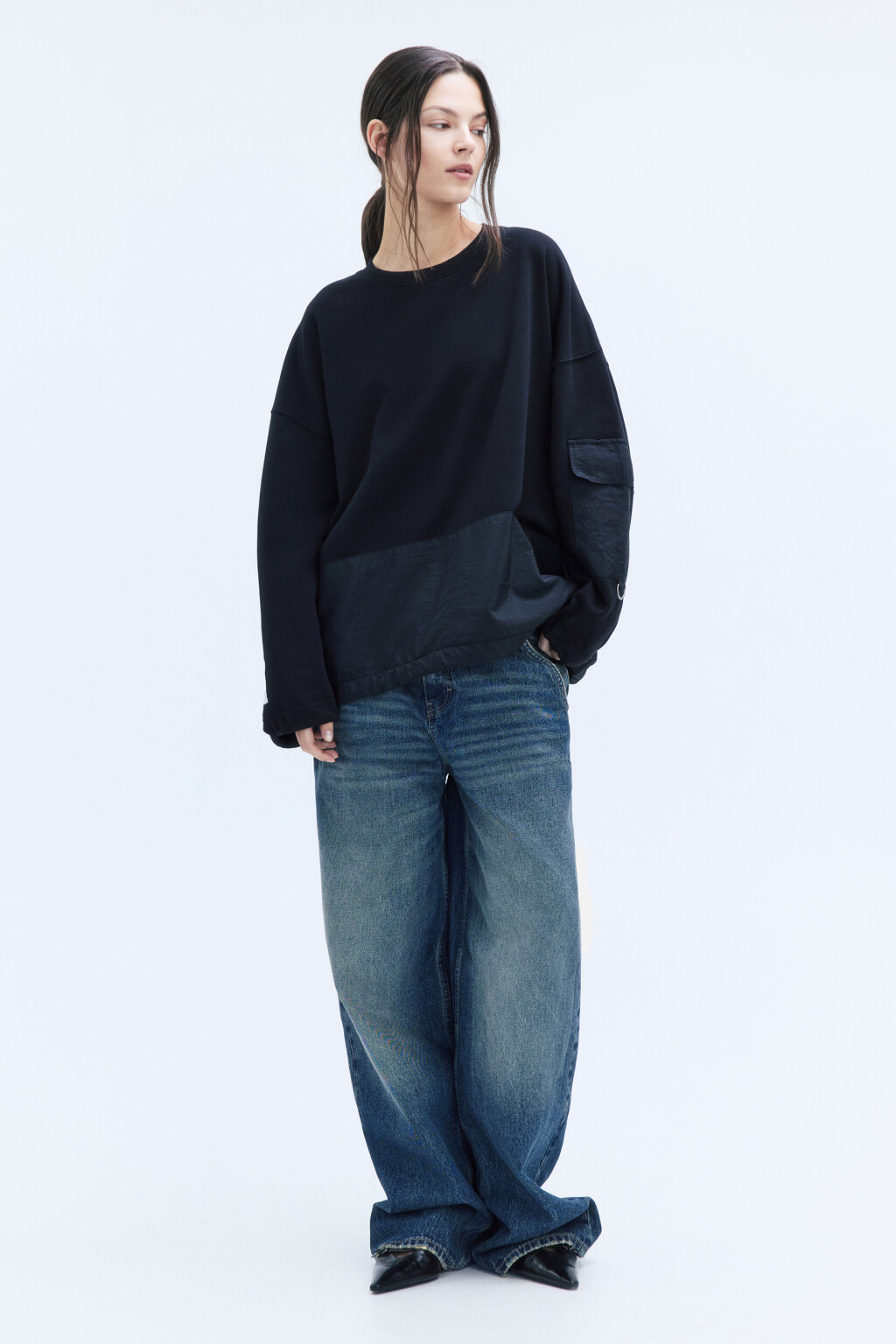 Свитшот из футера с нейлоновыми вставками - цвет черный - 6