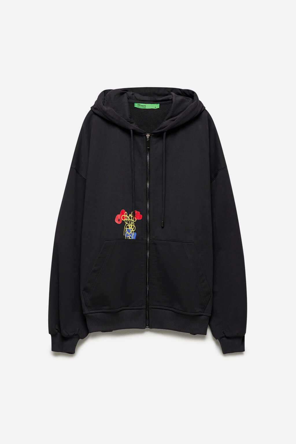 Худи-зипка унисекс с принтом и надписями - цвет серый - 12