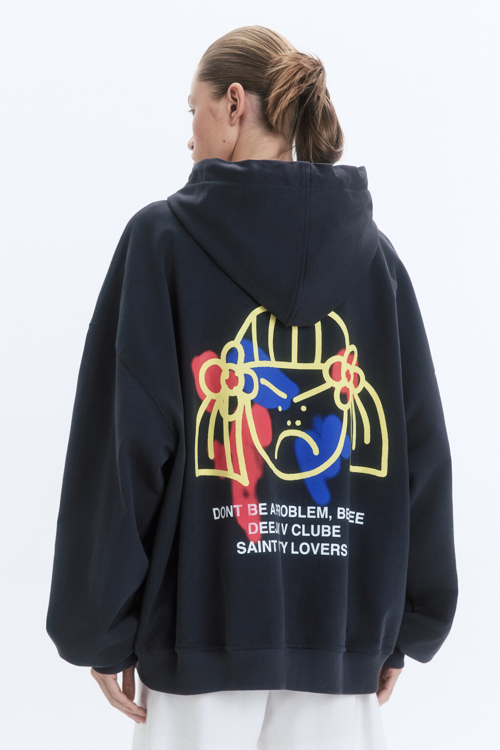 Худи-зипка унисекс с принтом и надписями - цвет серый - 3