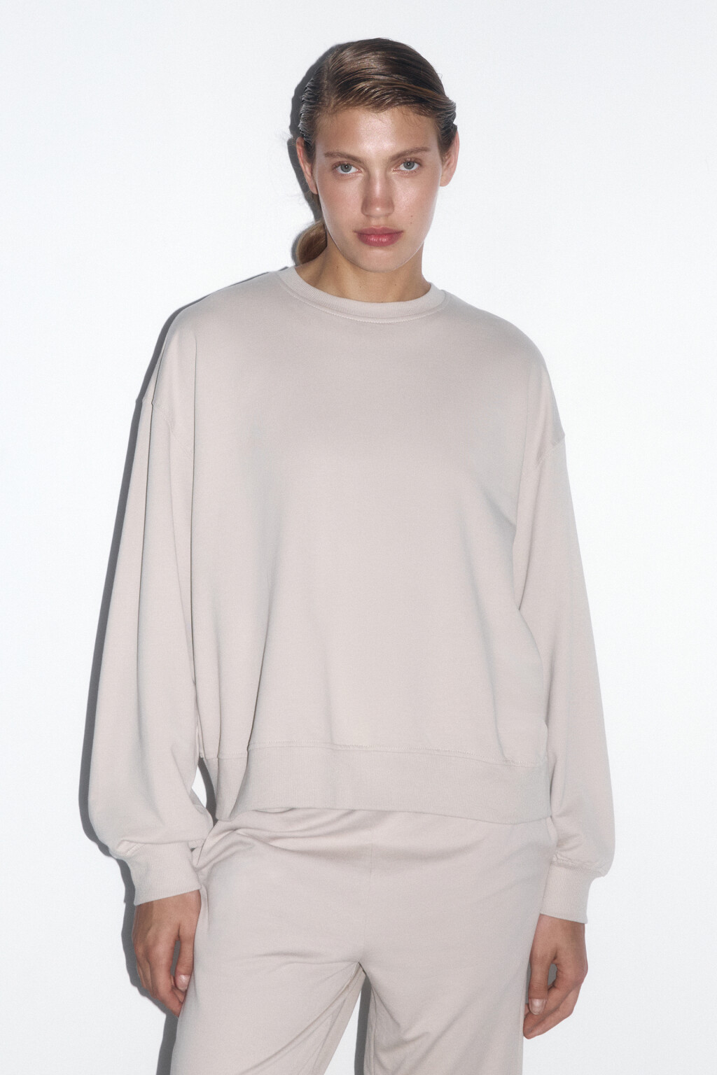 Свитшот базовый из хлопкового футера - цвет серый - 2