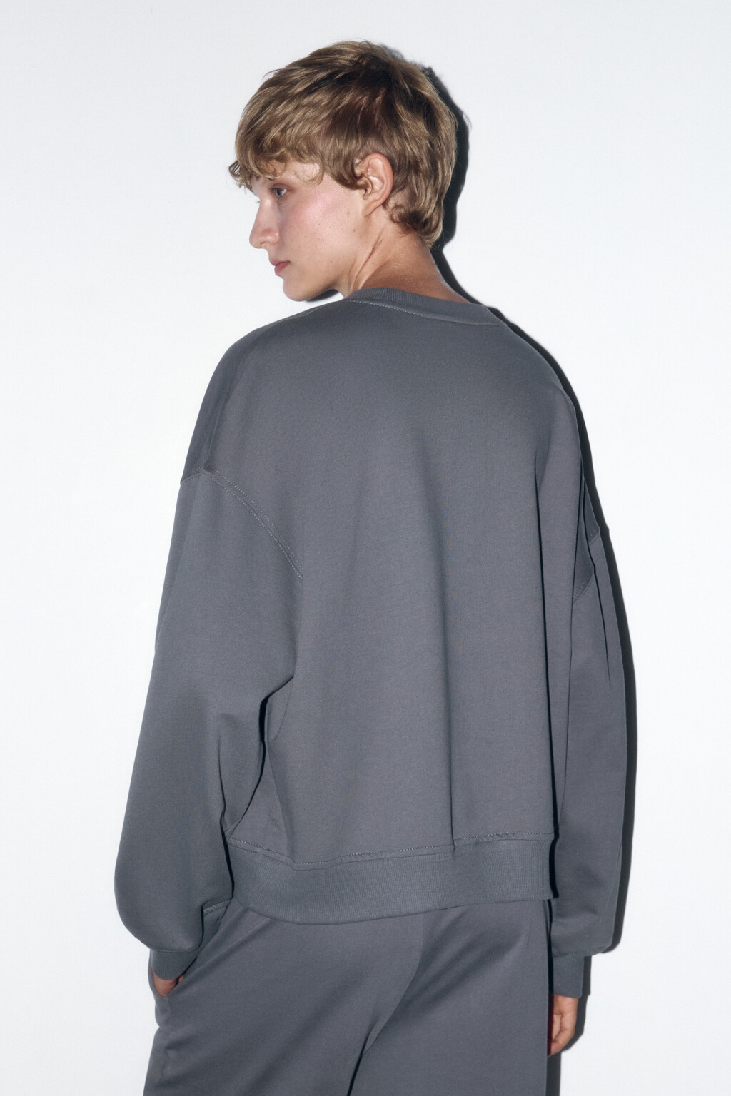 Свитшот базовый из хлопкового футера - цвет серый - 4