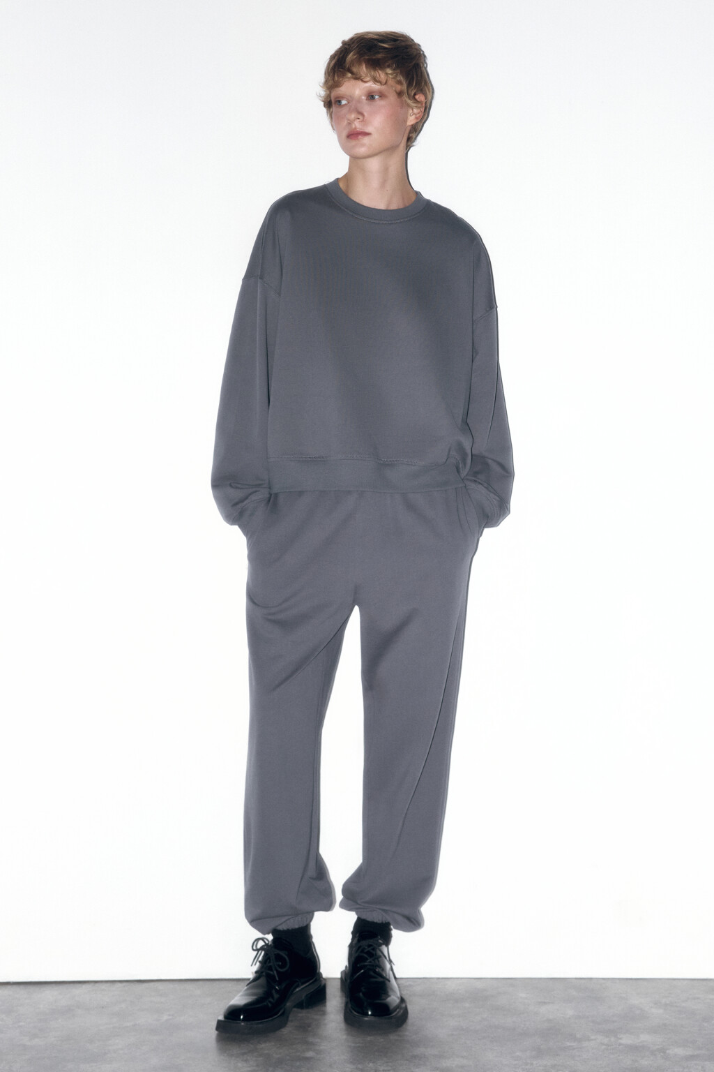 Свитшот базовый из хлопкового футера - цвет серый - 5