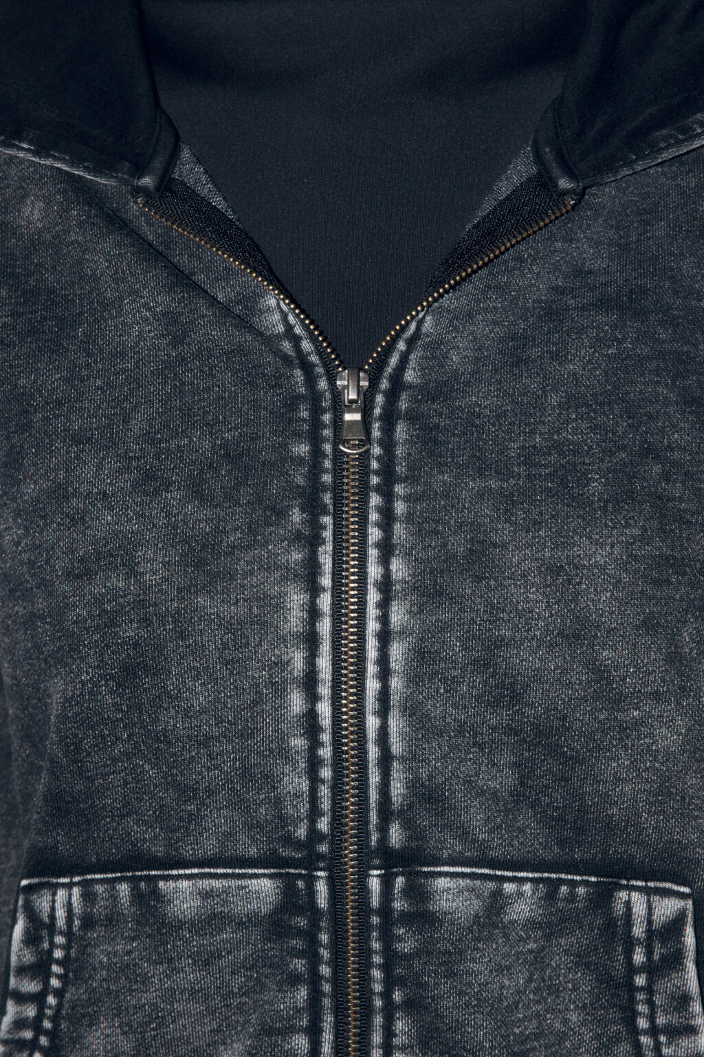 Худи-зипка oversize с капюшоном и вареным эффектом - цвет серый - 6