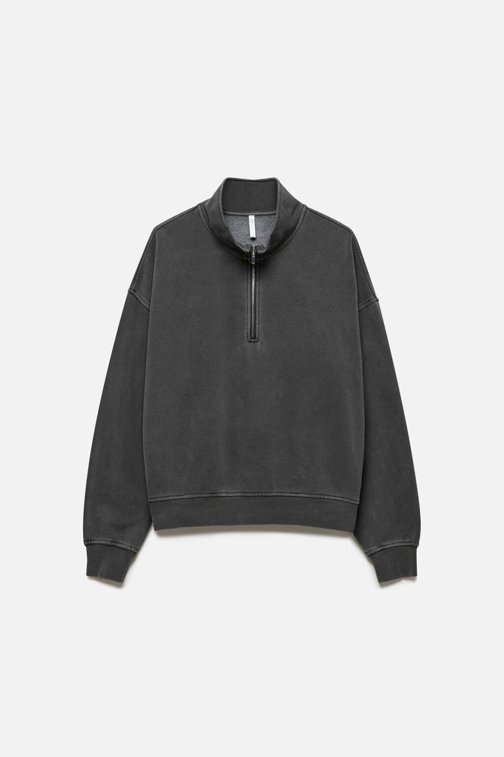 Свитшот half-zip с воротником-стойкой - цвет черный - 9