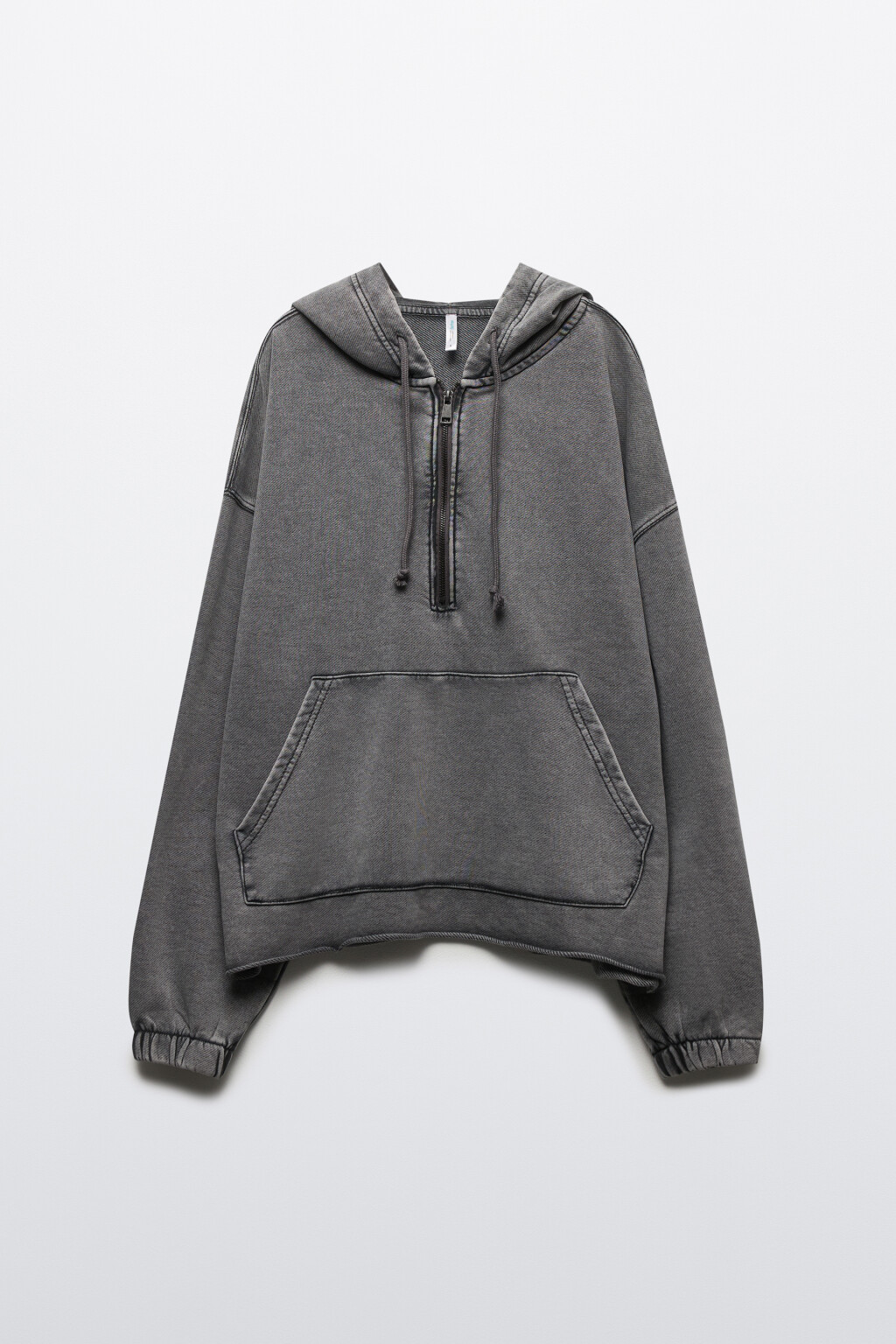 Худи half zip с вареным эффектом - цвет серый - 8