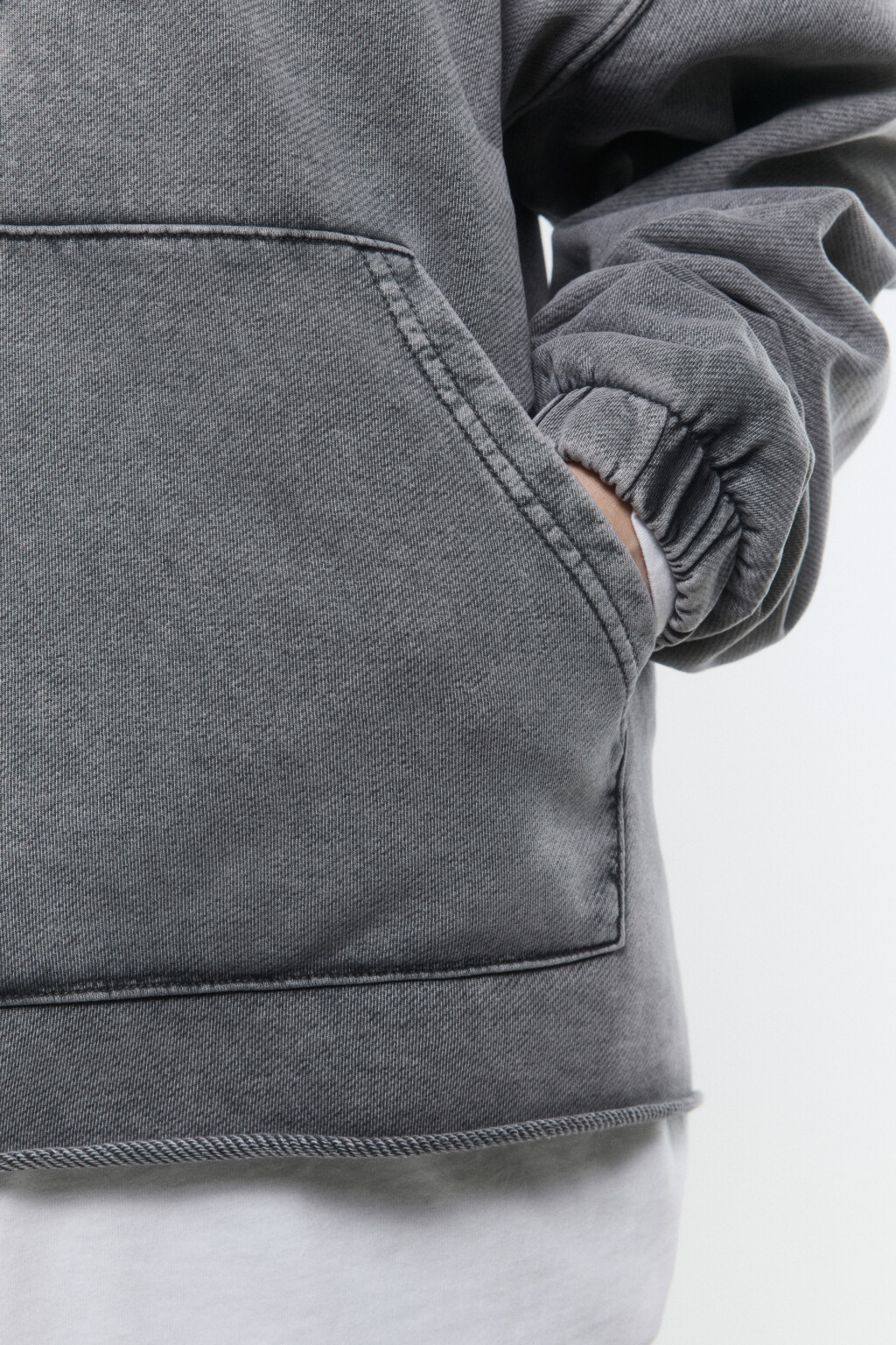 Худи half zip с вареным эффектом - цвет серый - 7