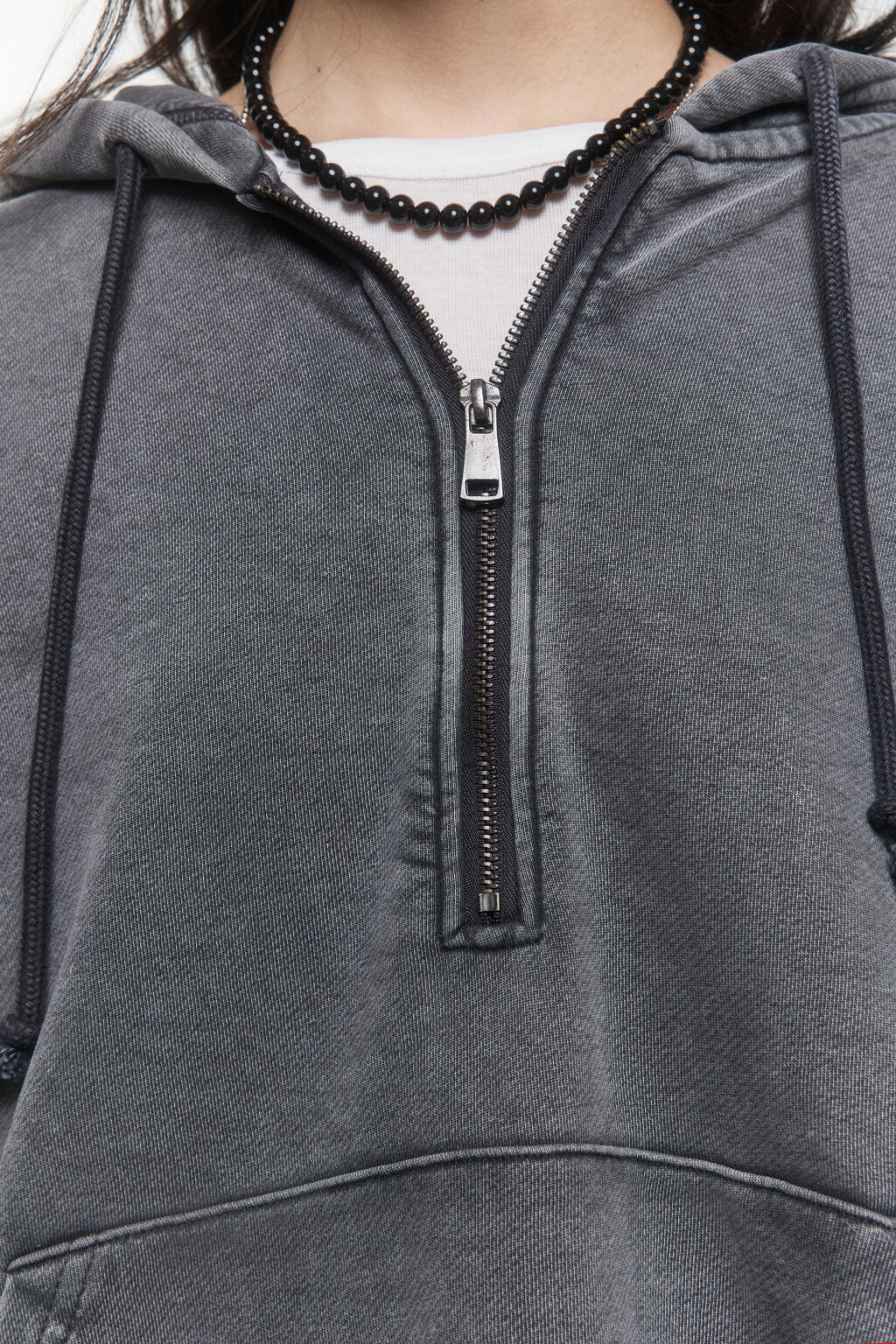 Худи на молнии с вареным эффектом - цвет черный - 6