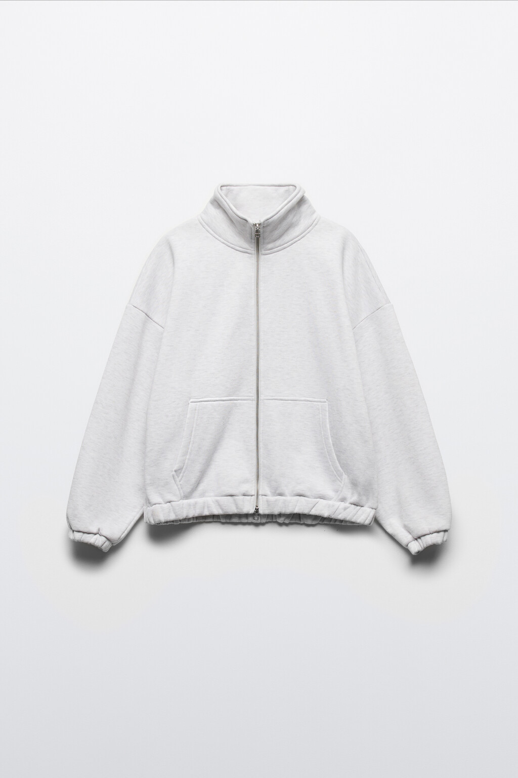 Худи-зипка с начесом и воротником-стойкой - цвет серый - 11