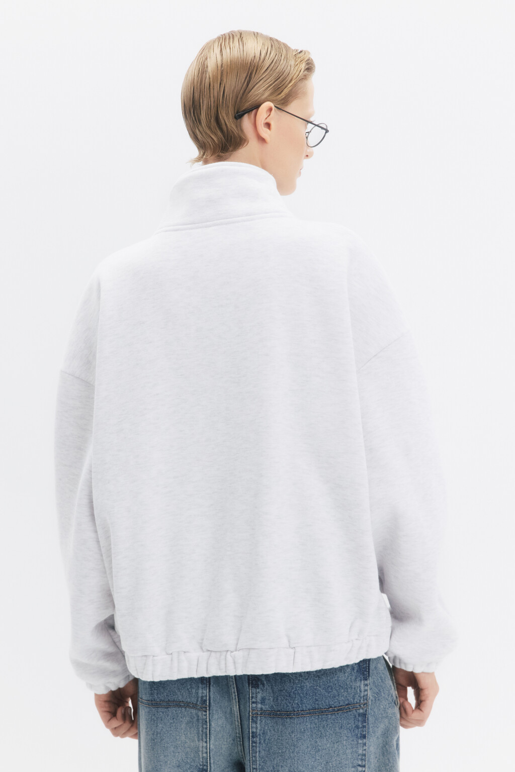 Худи-зипка с начесом и воротником-стойкой - цвет серый - 5