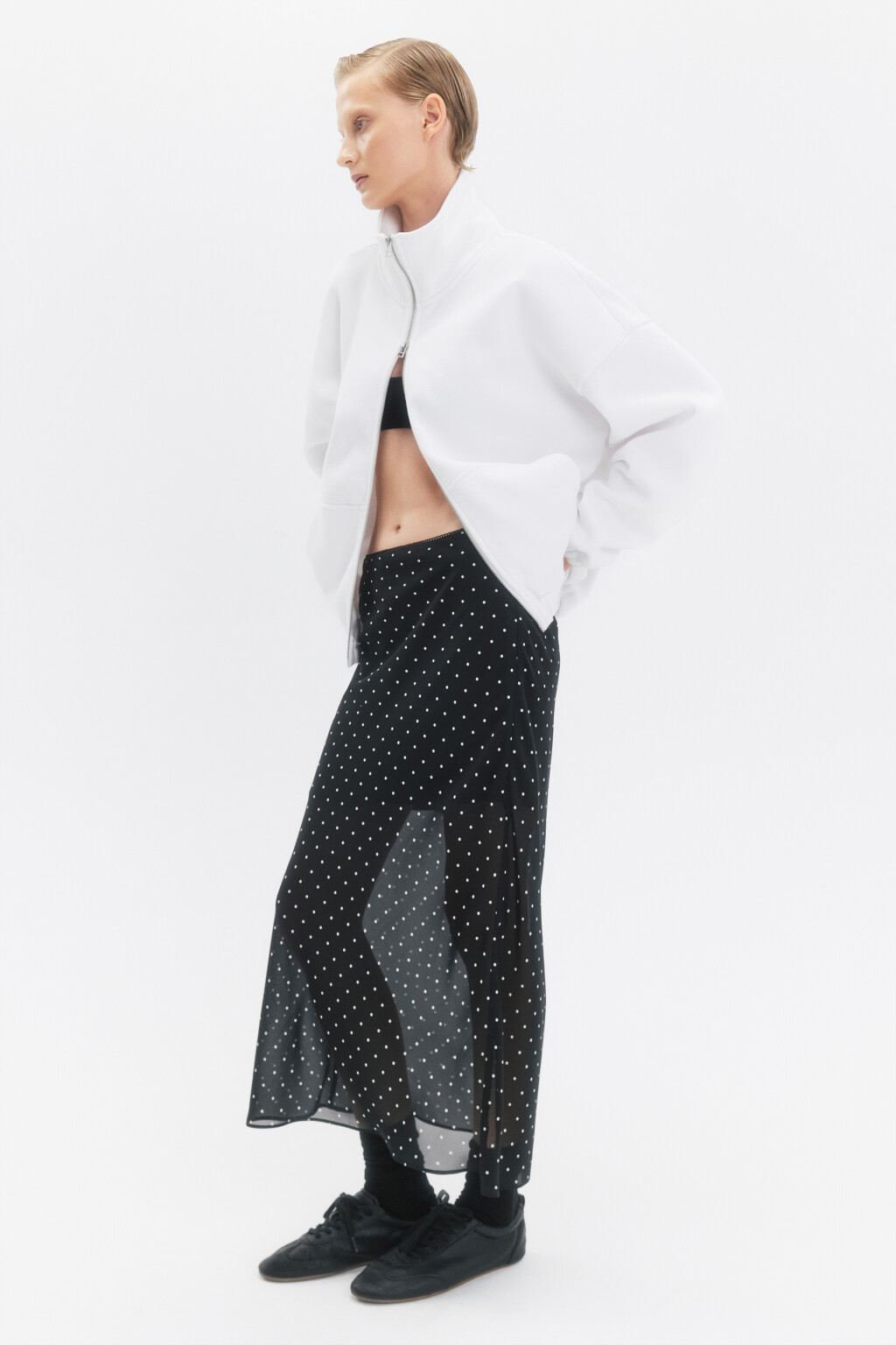 Худи-зипка с начесом и воротником-стойкой - цвет молочный - 2