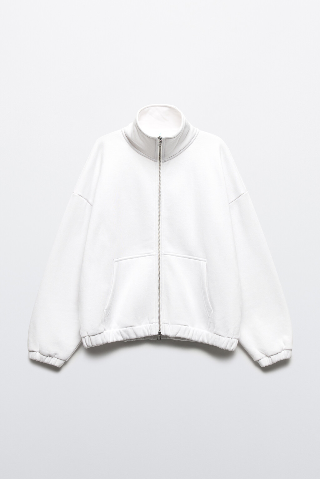 Худи-зипка с начесом и воротником-стойкой - цвет молочный - 9