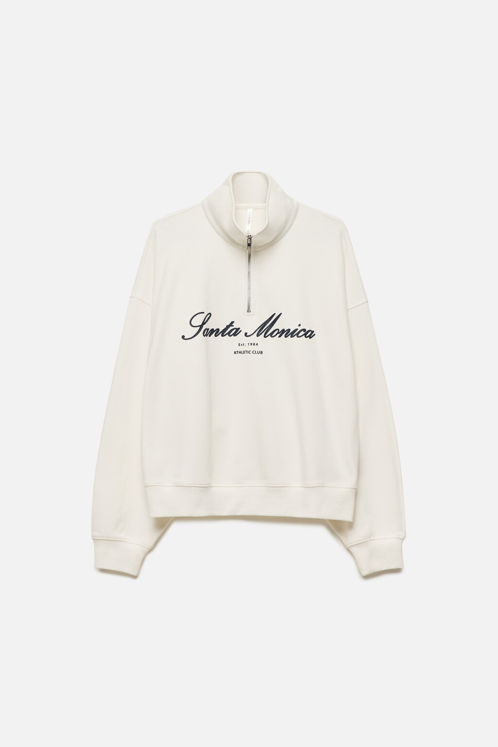 Толстовка с принтом и воротником-стойкой на молнии - цвет молочный - 10