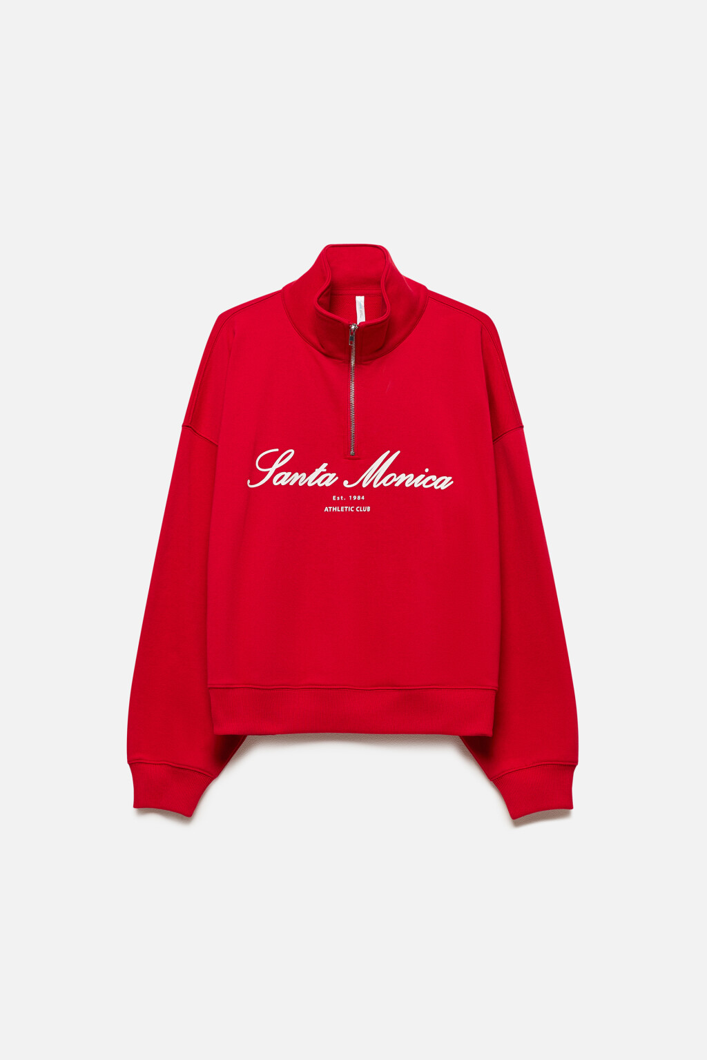 Толстовка с принтом и воротником-стойкой на молнии - цвет красный - 10