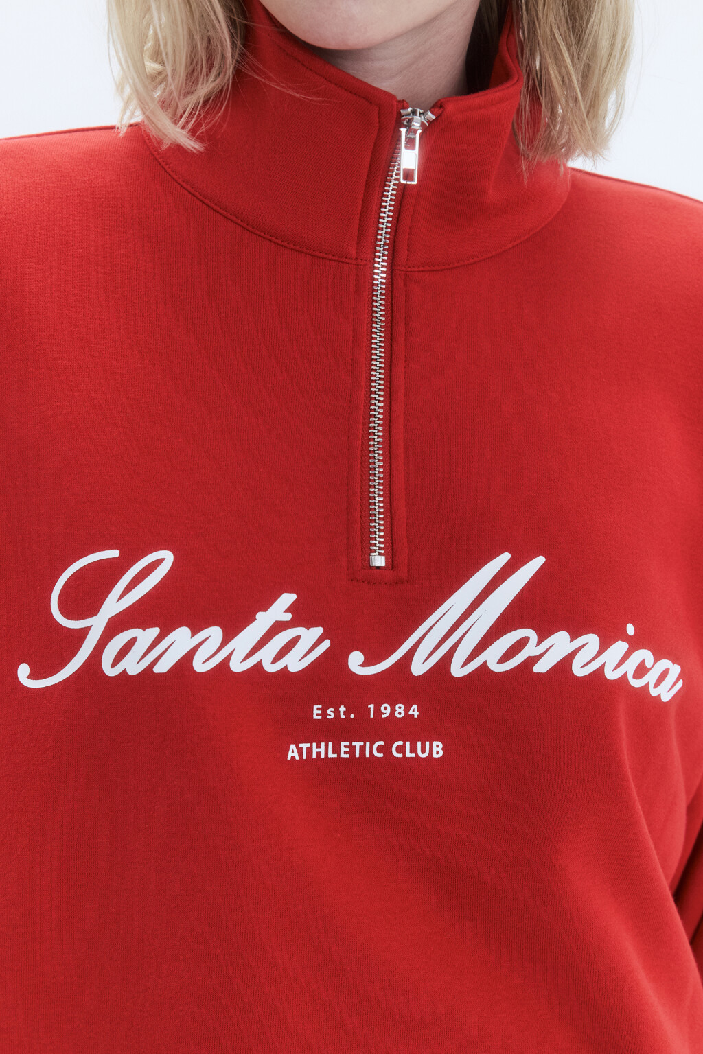 Толстовка с принтом и воротником-стойкой на молнии - цвет красный - 7