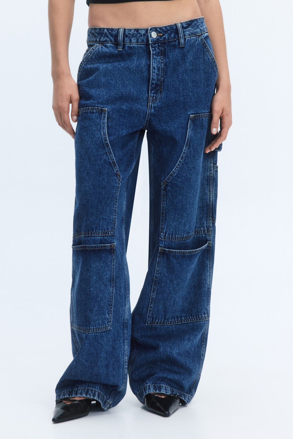 Джинсы cargo fit широкие со средней посадкой - цвет голубой - 2