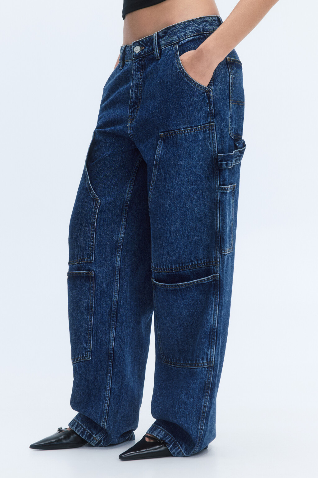 Джинсы cargo fit широкие со средней посадкой - цвет голубой - 3