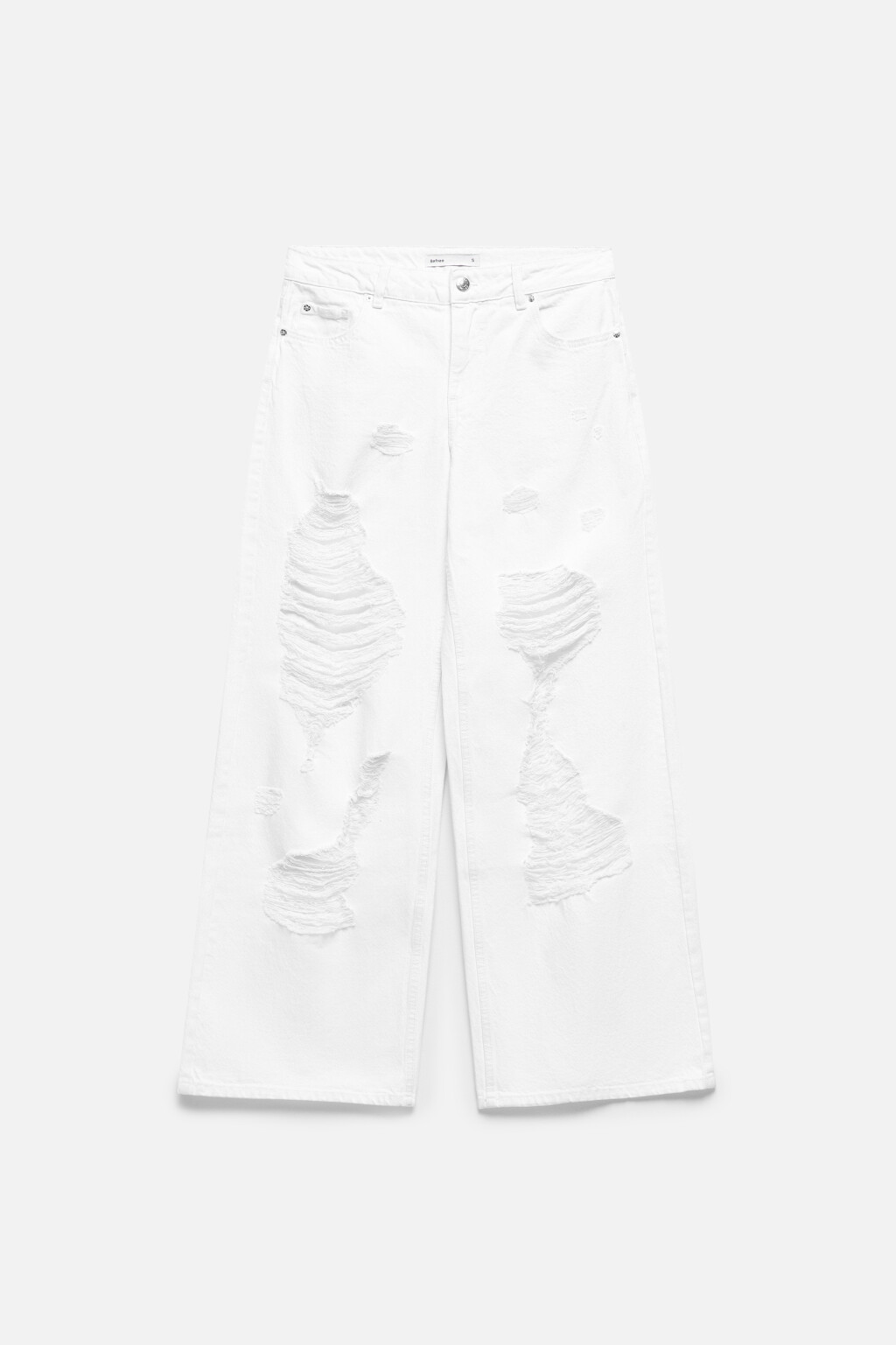 Джинсы рваные широкие с низкой посадкой - цвет белый - 8