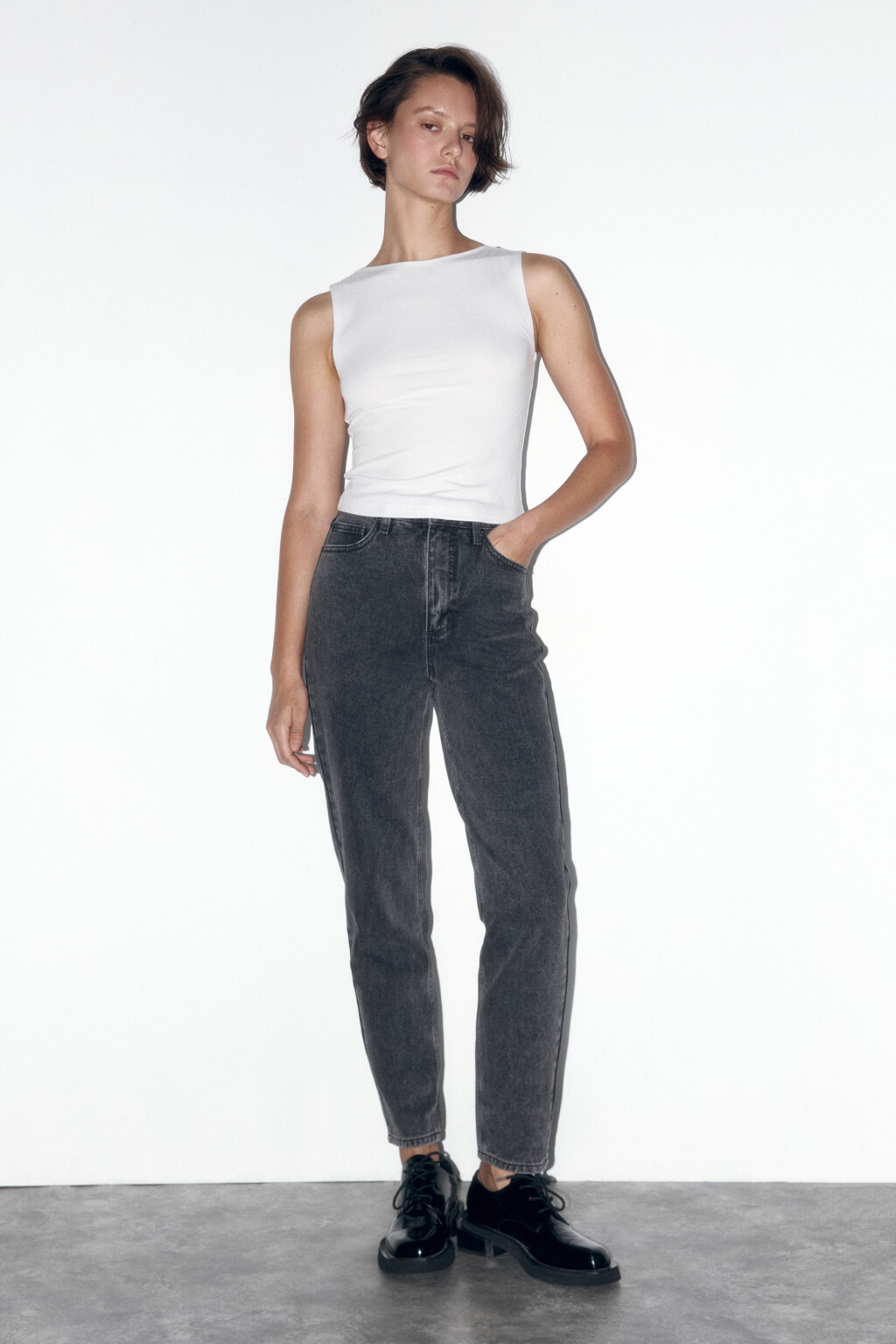 Джинсы mom fit с высокой посадкой - цвет серый - 5