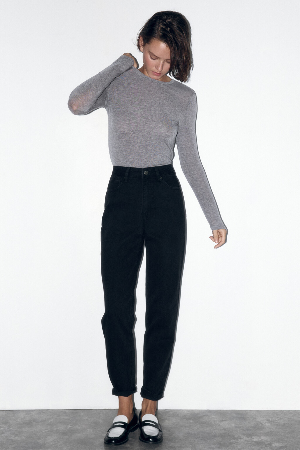 Джинсы mom fit с высокой посадкой - цвет черный - 1