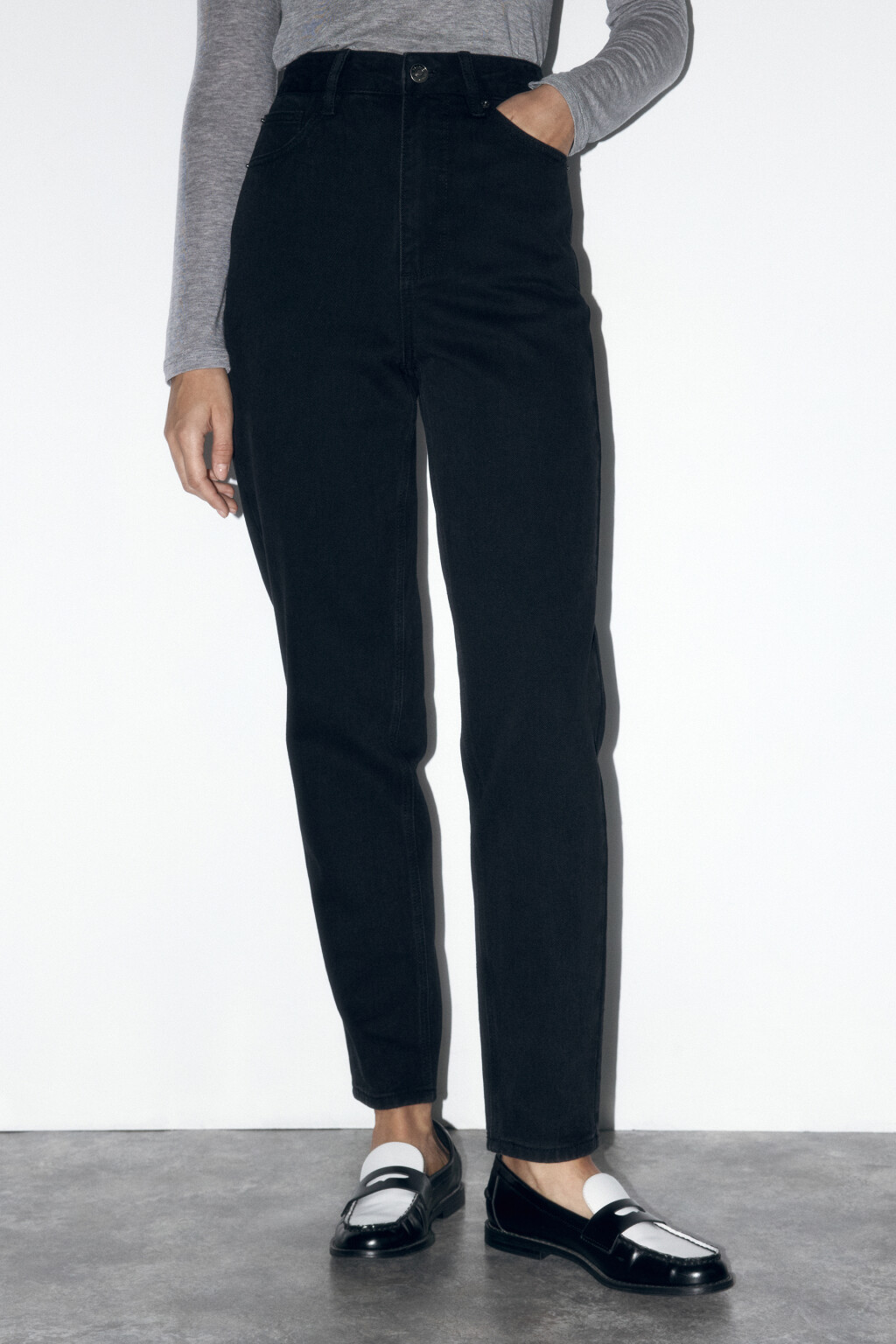 Джинсы mom fit с высокой посадкой - цвет черный - 2