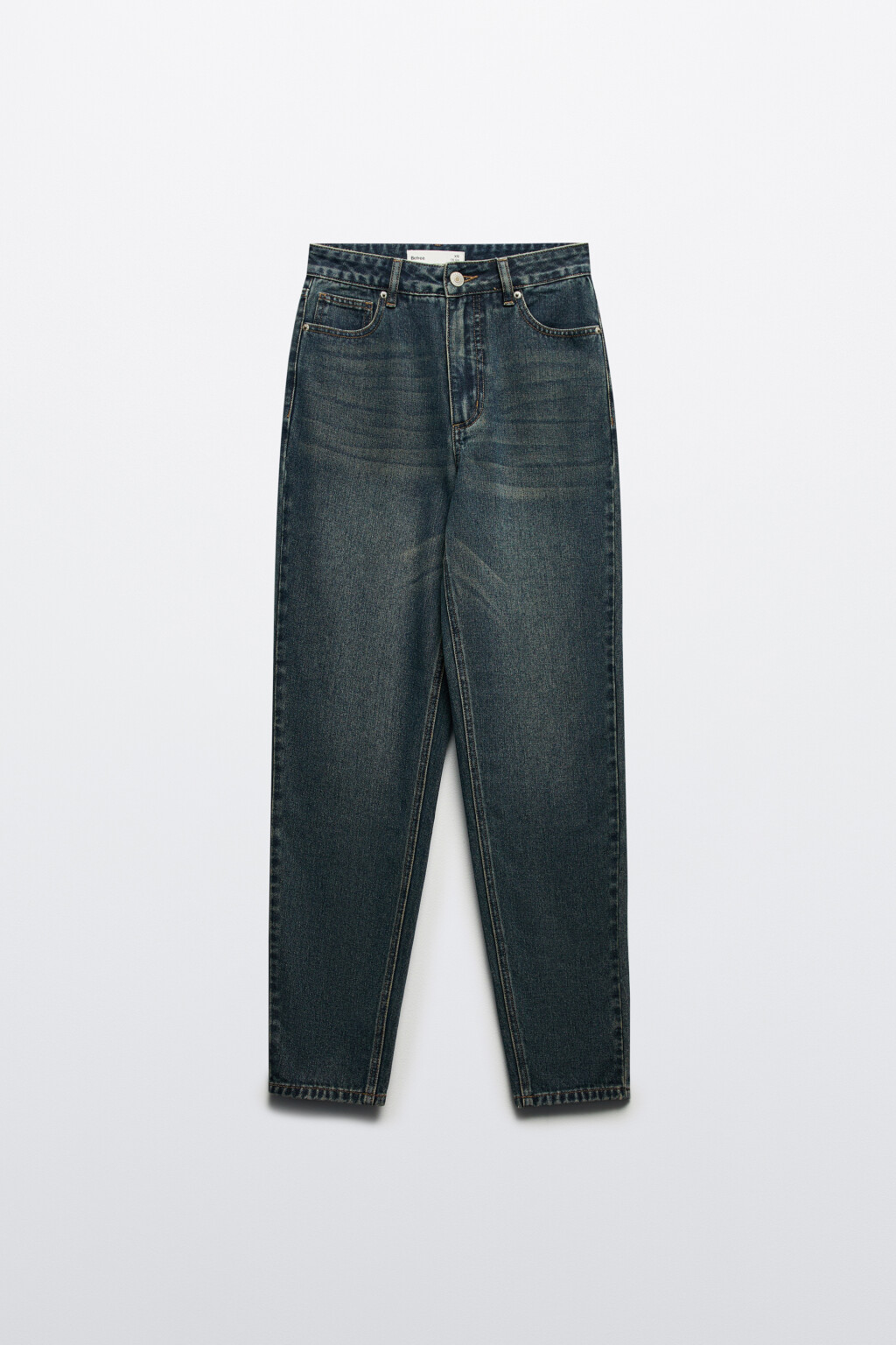 Джинсы mom fit с эффектом масляной стирки - цвет темный тинт - 8
