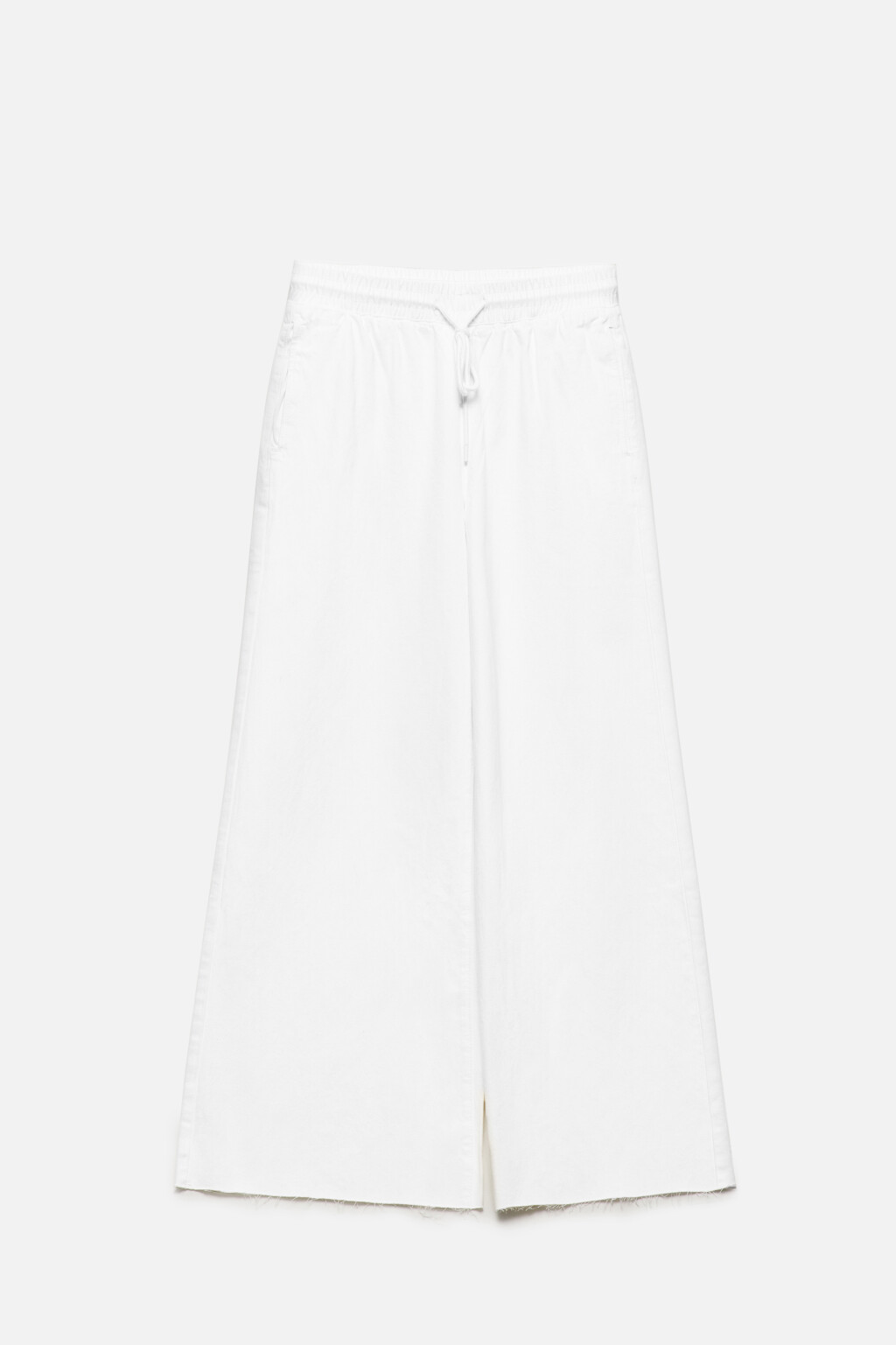 Джинсы широкие с поясом-резинкой на завязках - цвет белый - 9