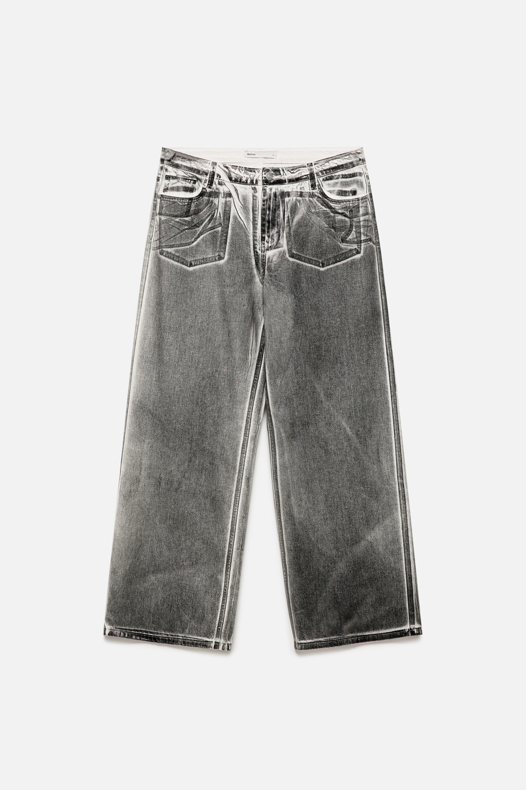 Джинсы wide широкие с черным накатом - цвет черный - 11