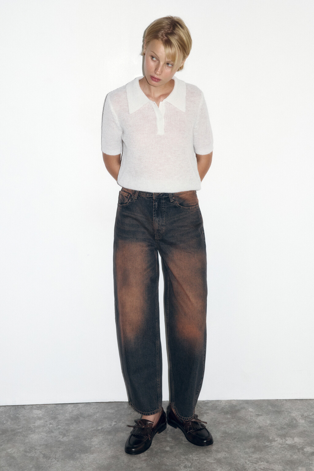 Джинсы barrel fit с высокой посадкой - цвет коричневый - 4