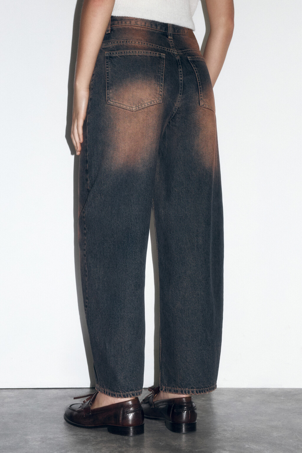 Джинсы barrel fit с высокой посадкой - цвет коричневый - 3