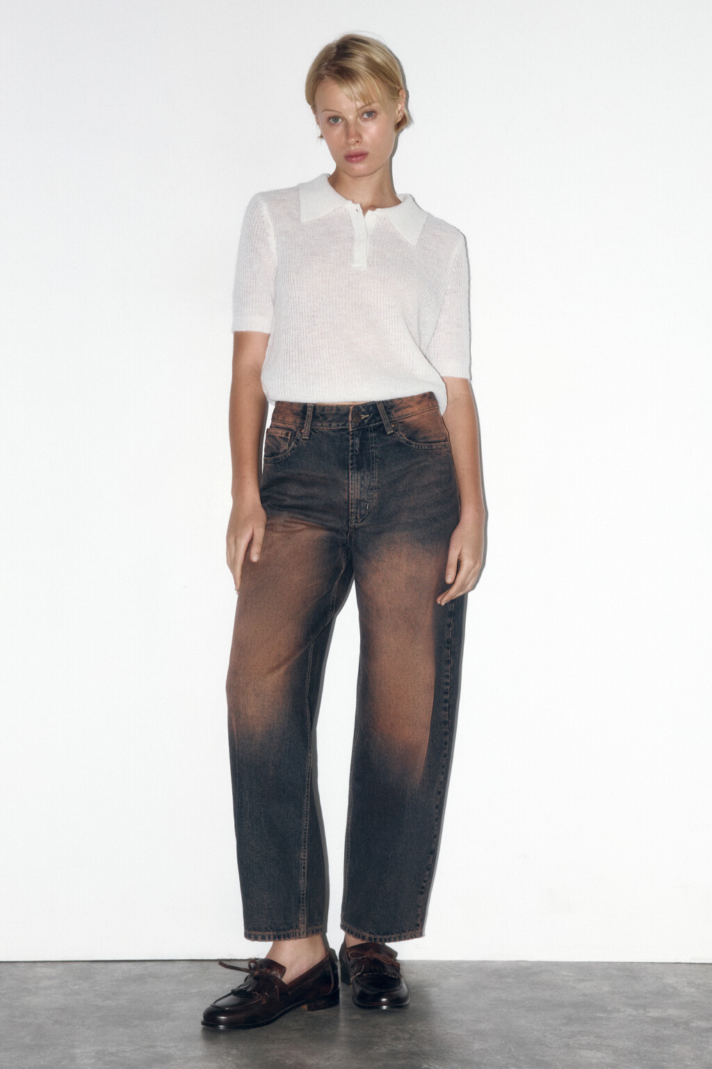 Джинсы barrel fit с высокой посадкой - цвет коричневый - 5