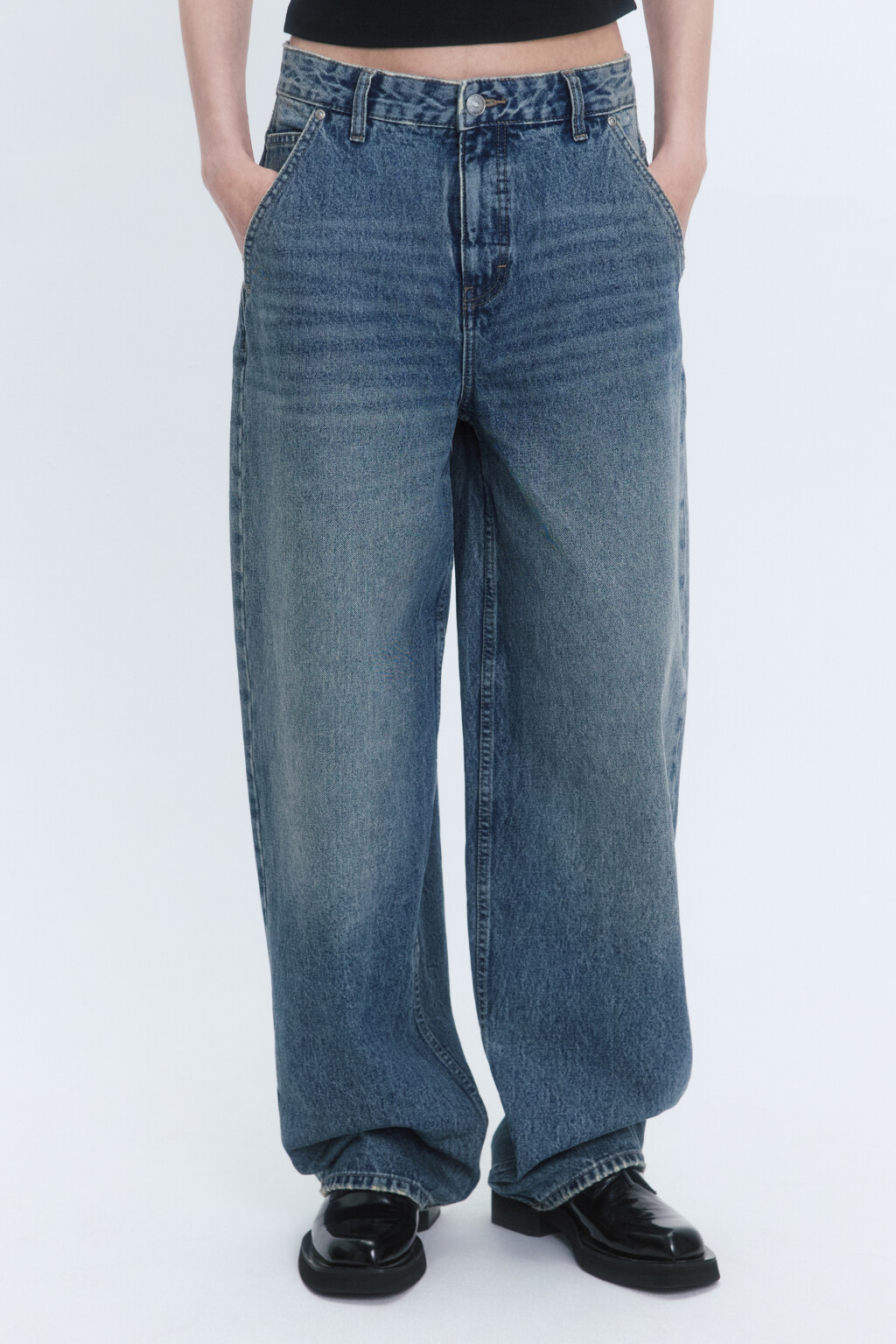 Джинсы baggy fit со средней посадкой - цвет синий - 2