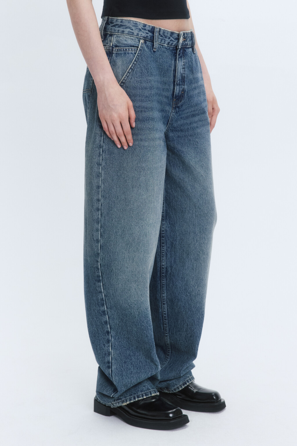 Джинсы baggy fit со средней посадкой - цвет синий - 3