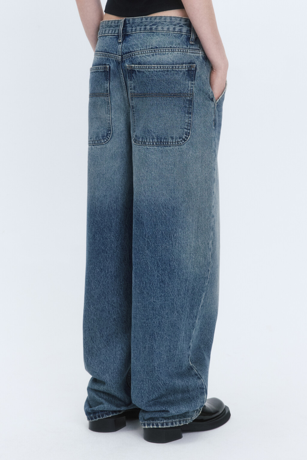 Джинсы baggy fit со средней посадкой - цвет синий - 4