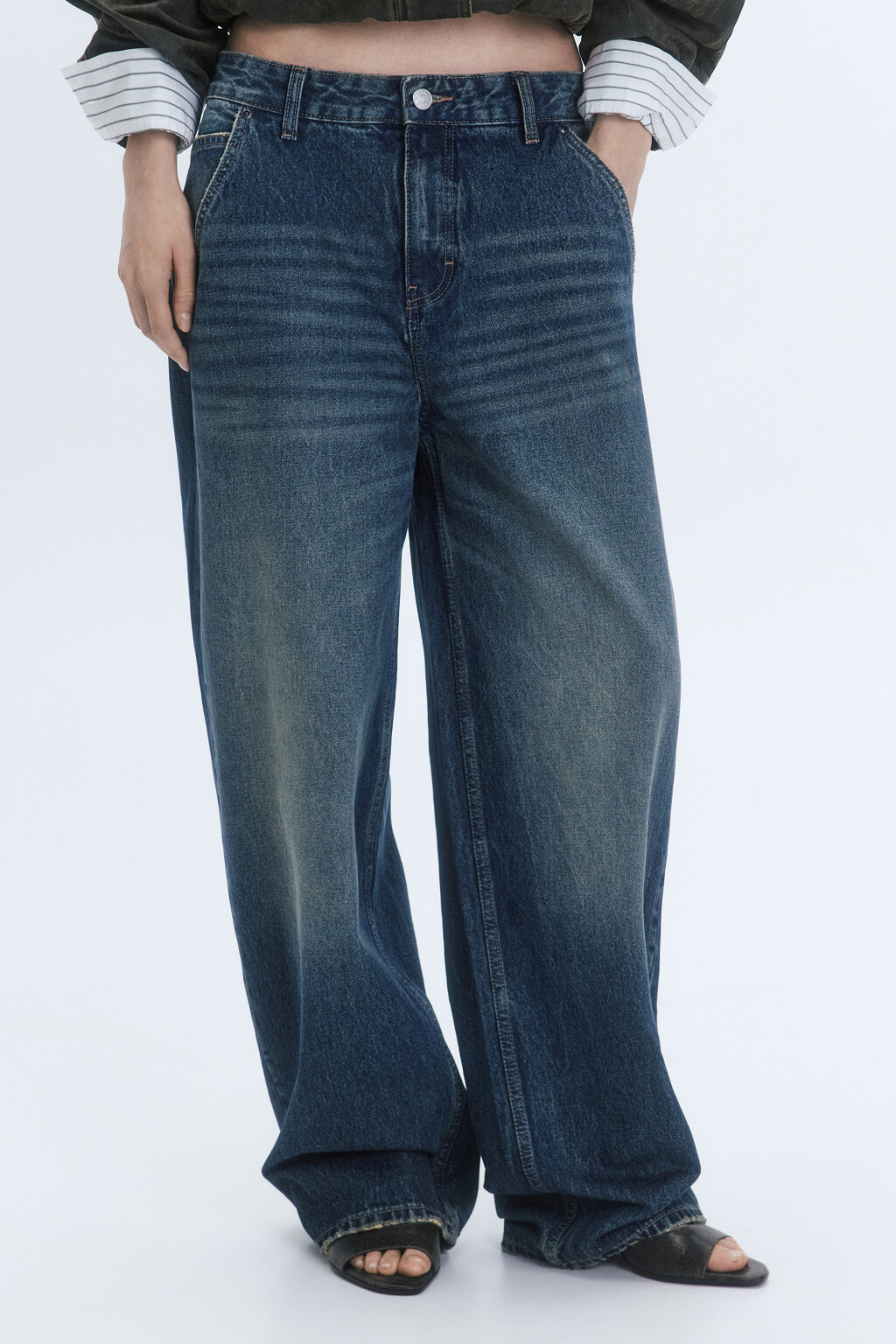 Джинсы baggy fit со средней посадкой - цвет бордовый - 3