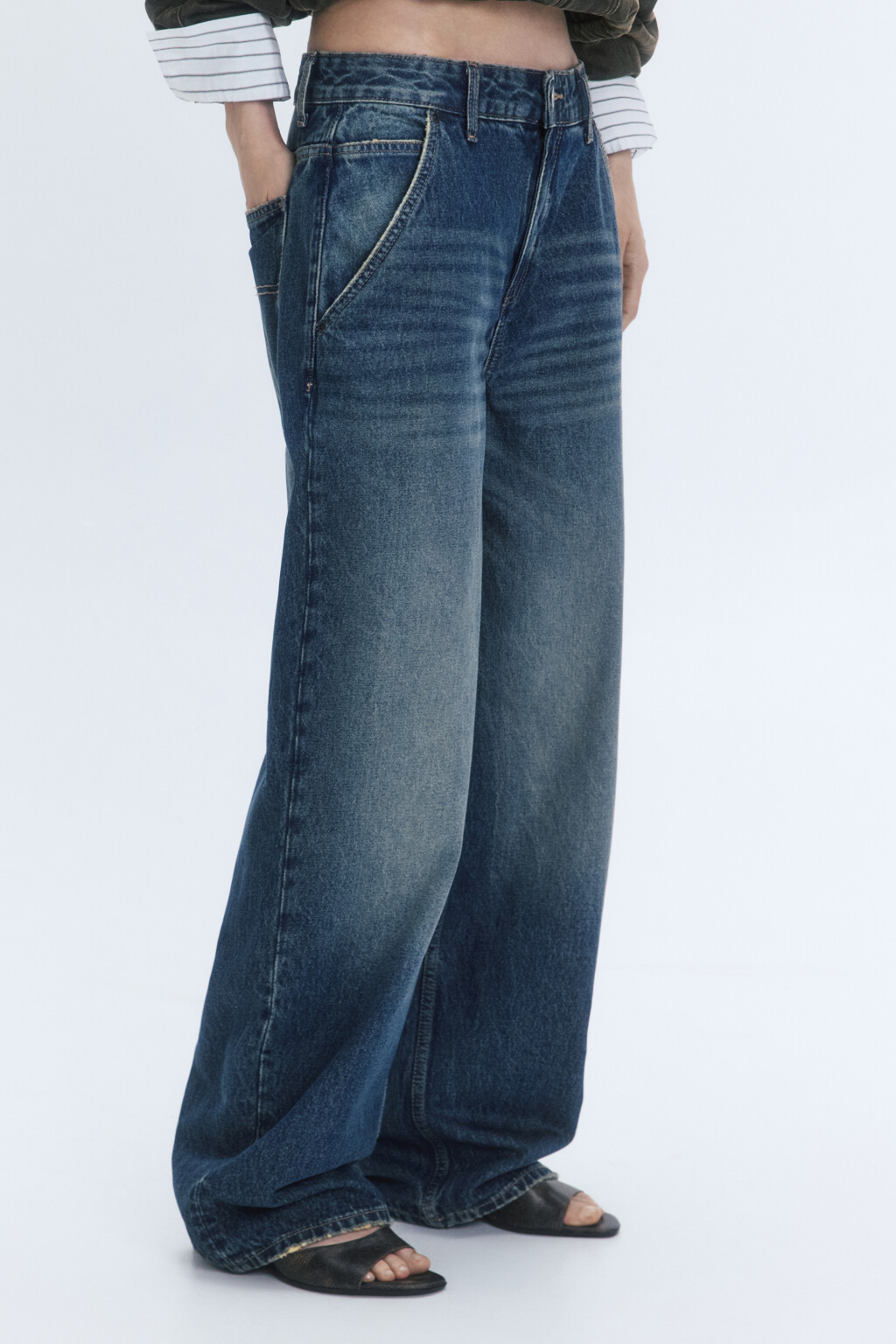 Джинсы baggy fit со средней посадкой - цвет бордовый - 4