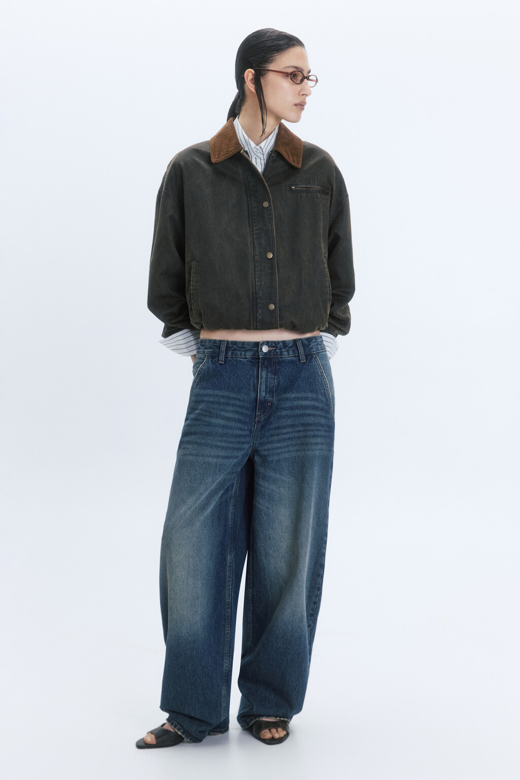 Джинсы baggy fit со средней посадкой - цвет бордовый - 6