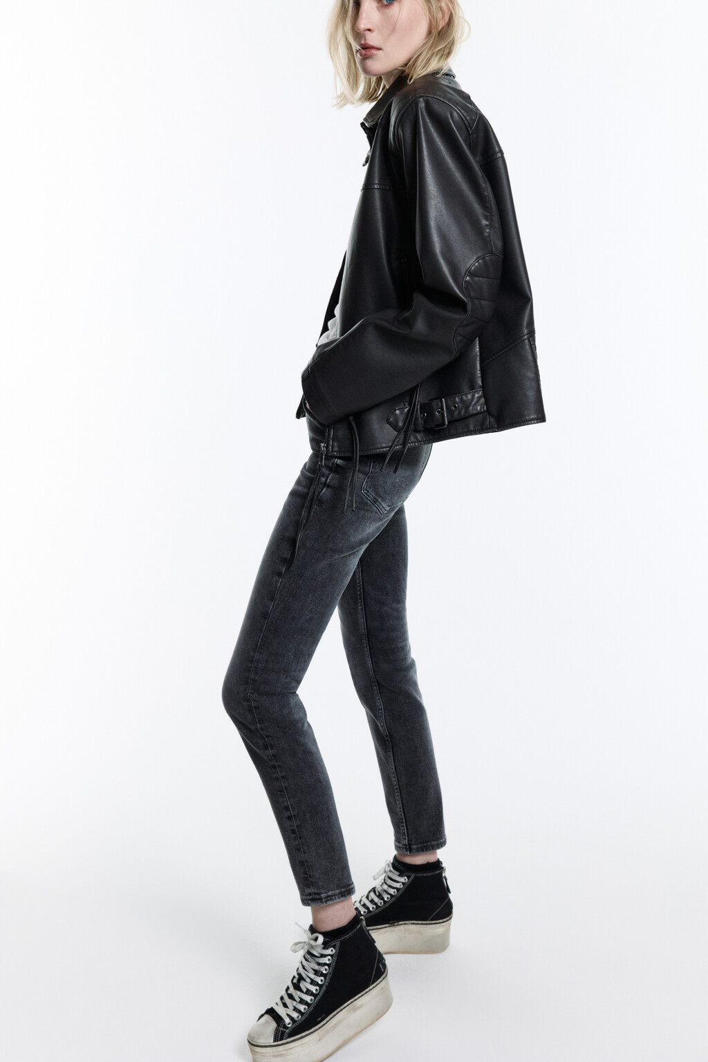 Джинсы skinny fit с высокой посадкой - цвет серый - 1