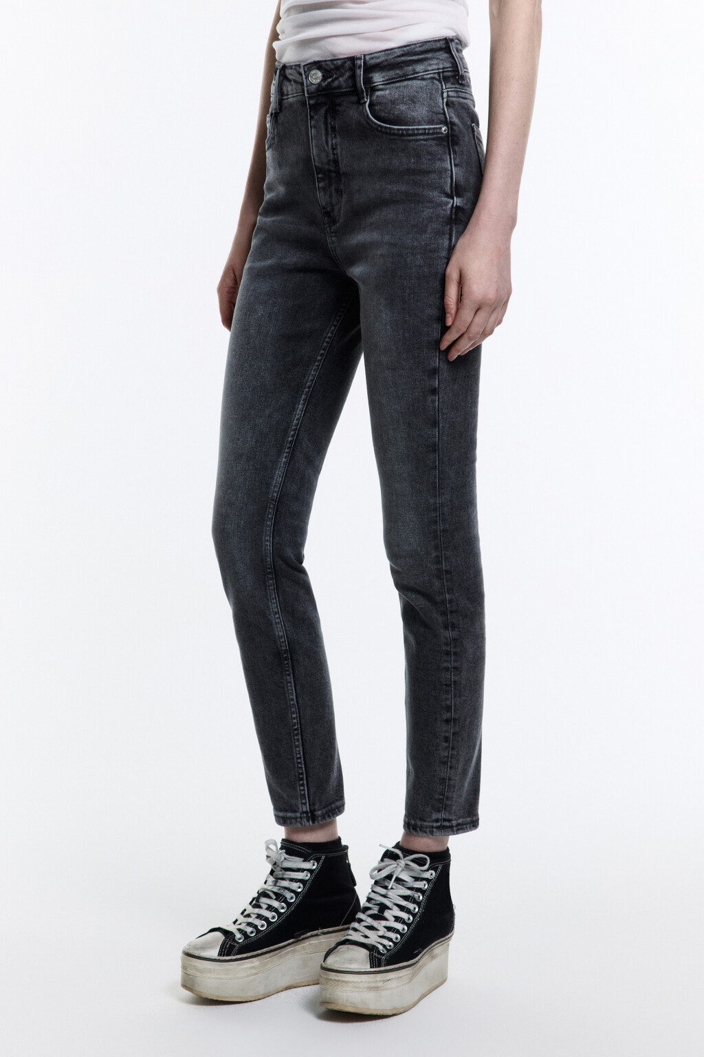 Джинсы skinny fit с высокой посадкой - цвет серый - 3