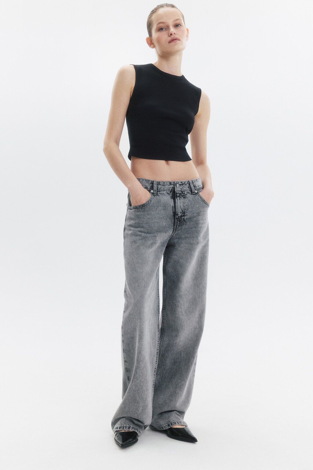 Джинсы прямые со средней посадкой - цвет серый - 1