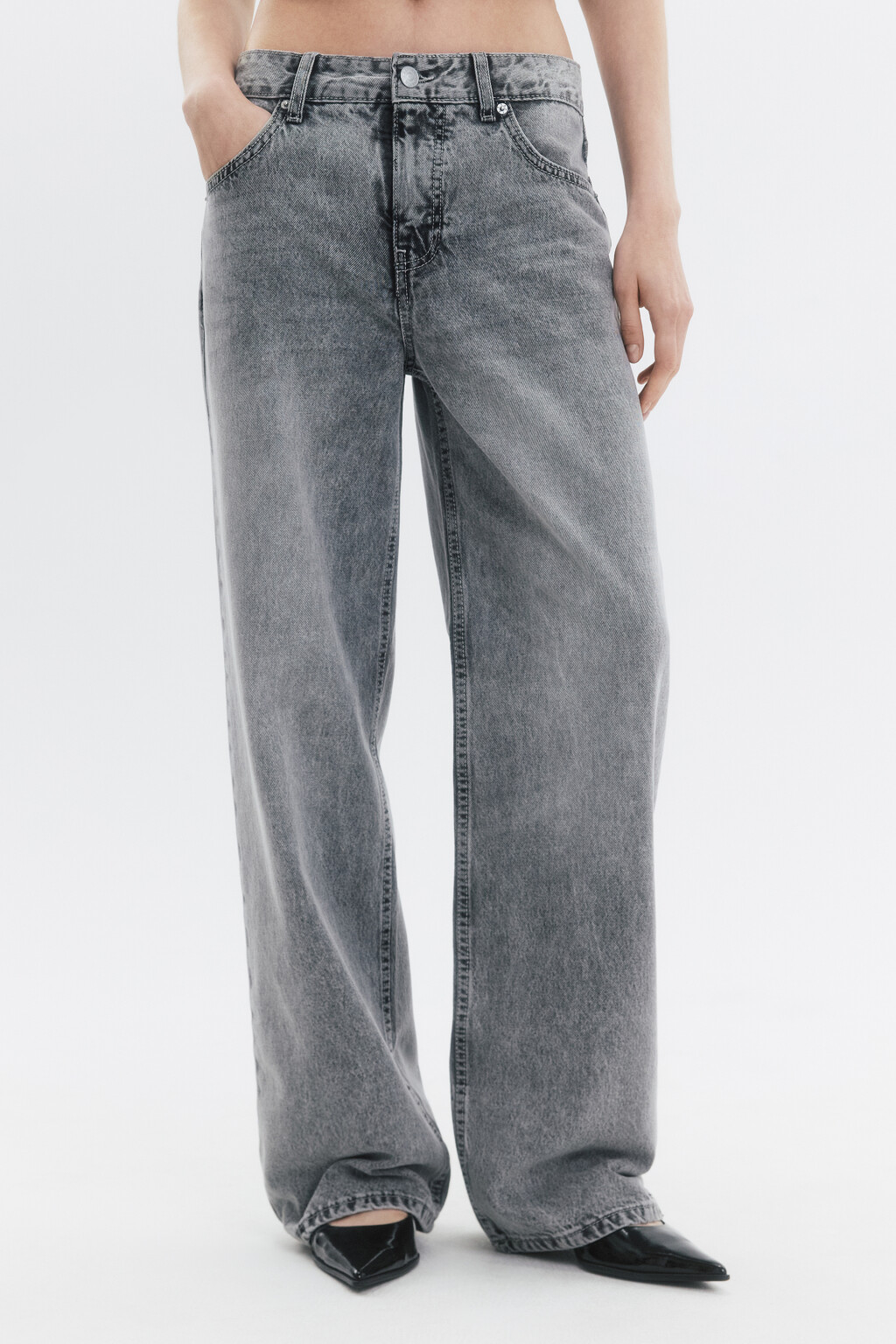 Джинсы прямые со средней посадкой - цвет серый - 2