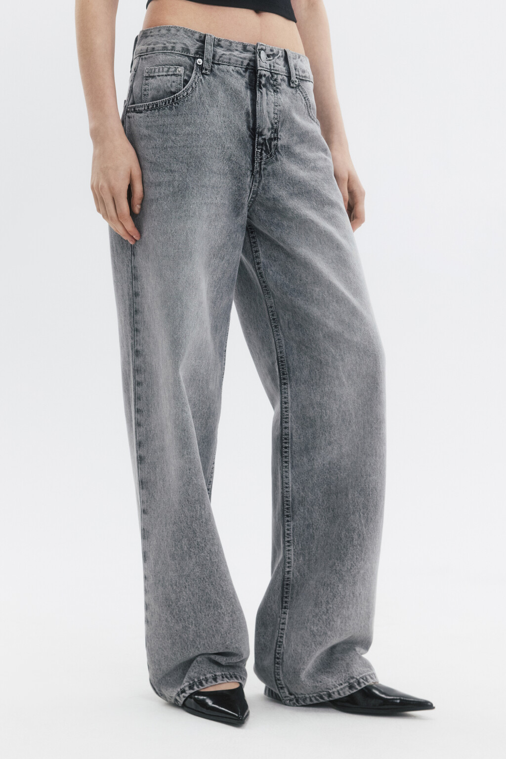 Джинсы прямые со средней посадкой - цвет серый - 3