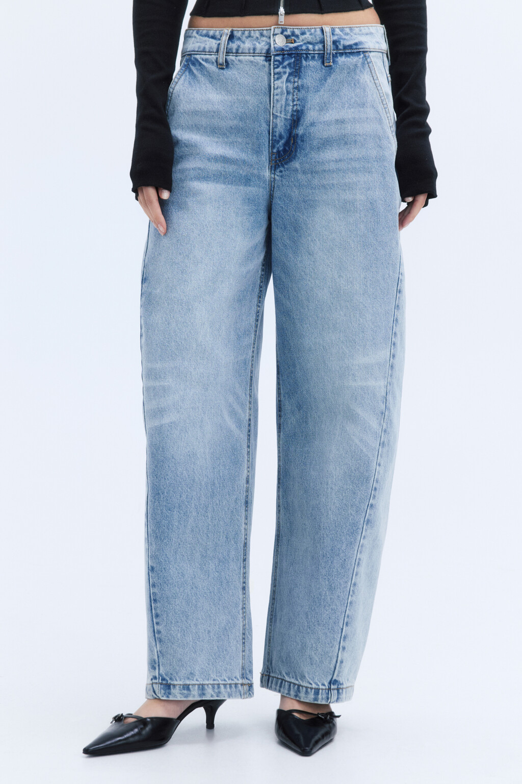 Джинсы barrel fit со средней посадкой - цвет голубой - 2