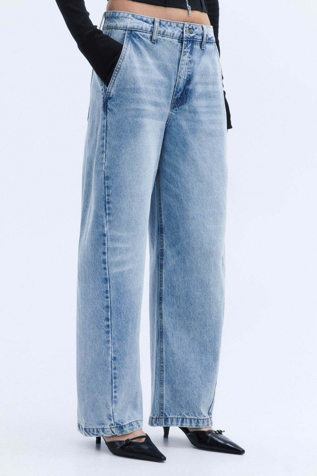 Джинсы barrel fit со средней посадкой - цвет голубой - 3
