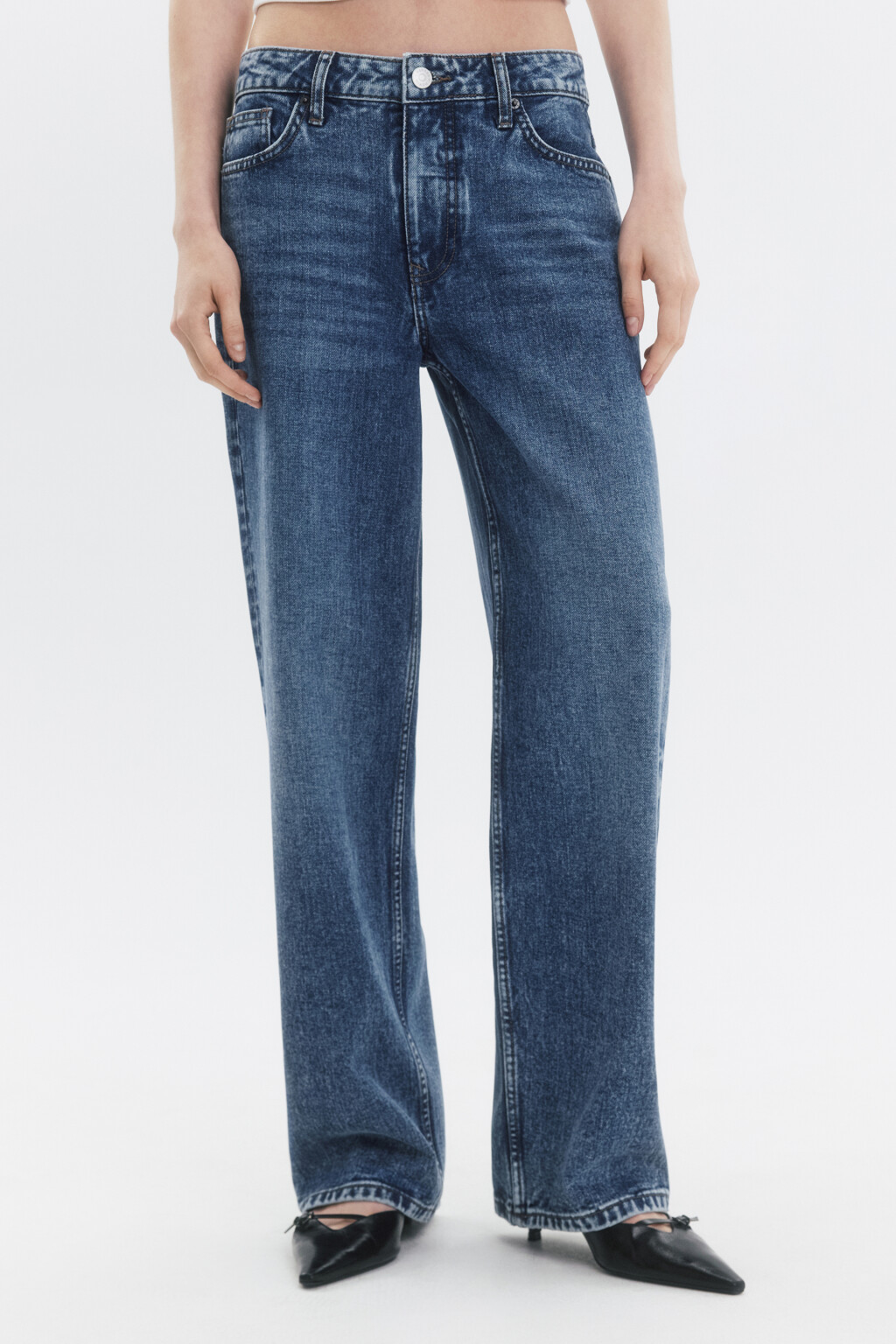 Джинсы прямые со средней посадкой - цвет голубой - 1