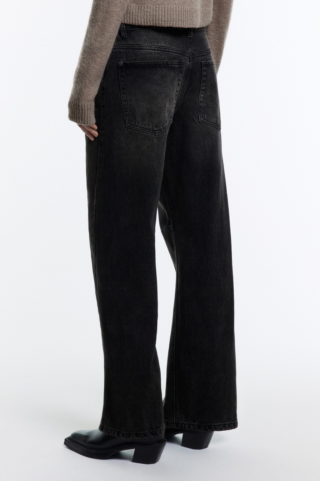 Джинсы прямые с разрезами по низу - цвет серый - 5