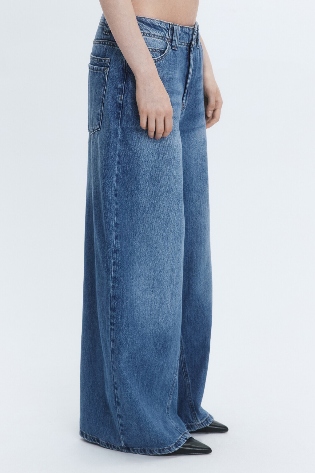Джинсы baggy fit широкие со средней посадкой - цвет голубой - 2